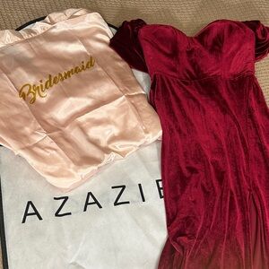 Azazie Burgundy Velvet Dress